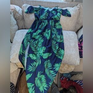 Tropical Leaf Print Maxi Dress